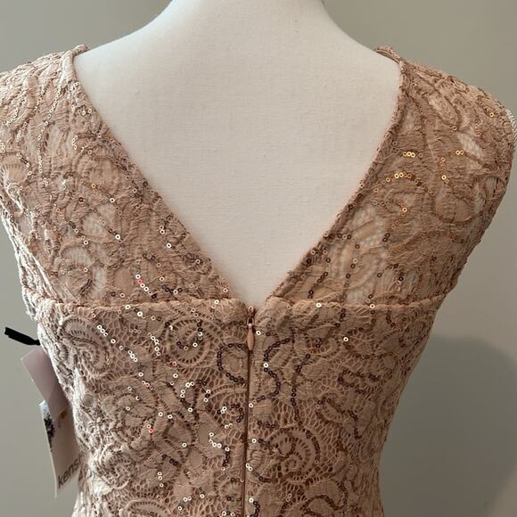 Kensie Flounced Hem Illusion Neck Sequin Lace Sheath Dress 4 Cocktail Bodycon‎ - Picture 15 of 16